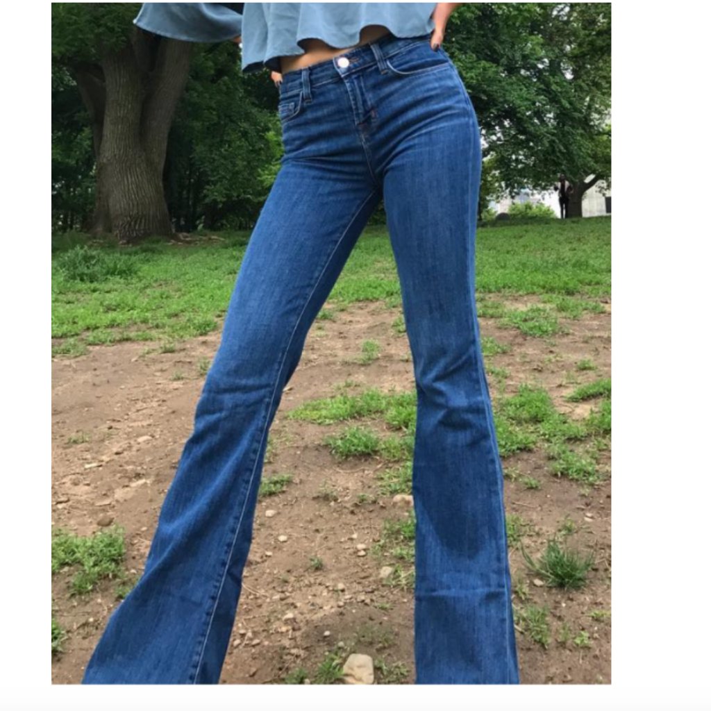 J Brand Valentina Flare Medium Wash Indigo Mid Rise Denim Jeans